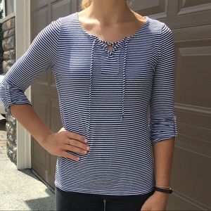 Striped Lace up quarter sleeve